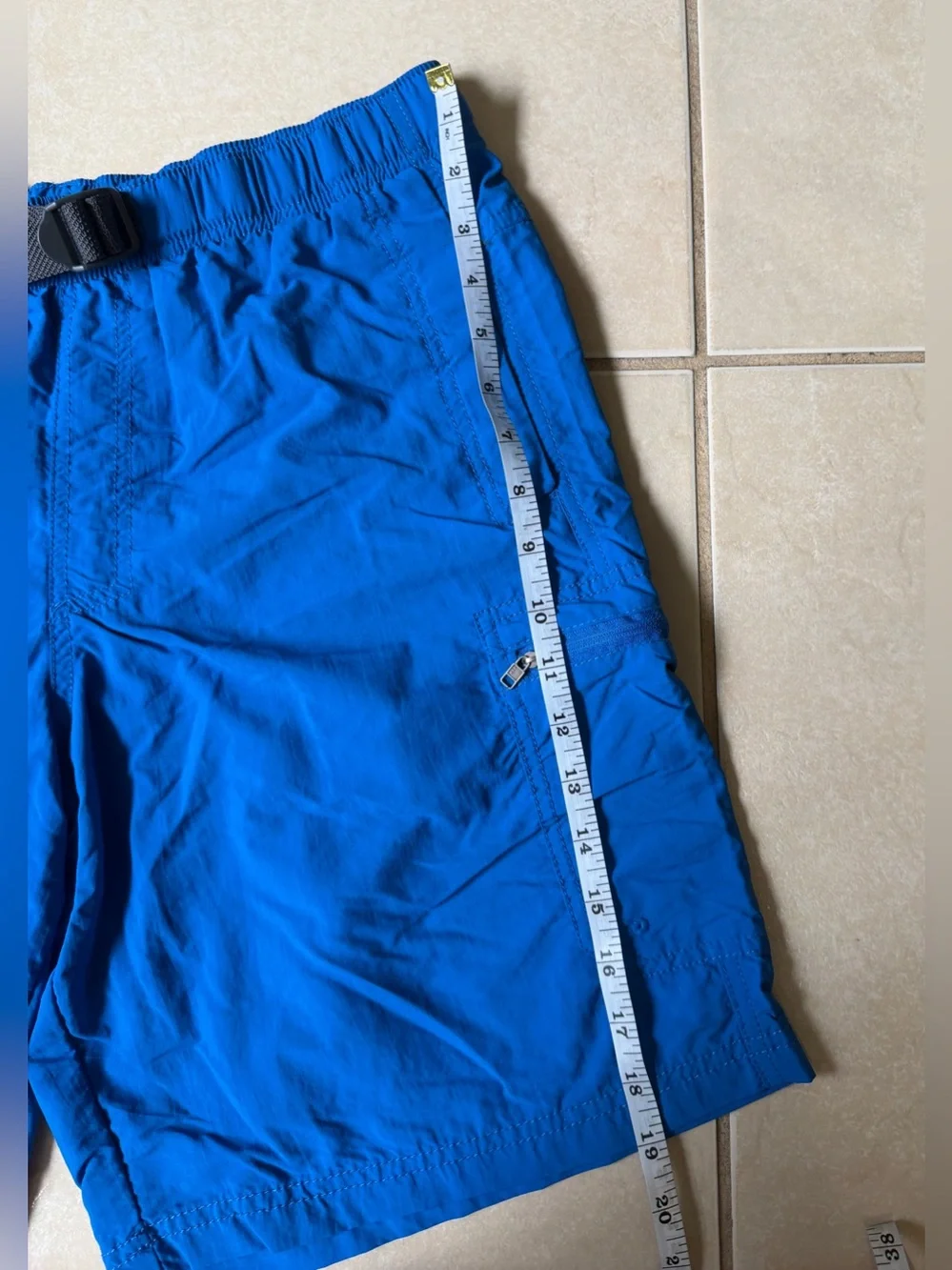 Columbia Mens Cargo Shorts S Packable Blue Belted Mesh Liner Nylon Swim Hiking
